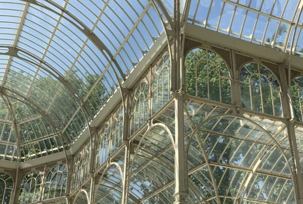 building with glass walls and ceiling
